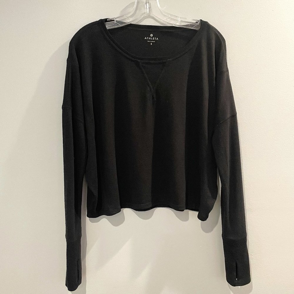 Athleta Long Sleeve Boxy Top Black Sz S